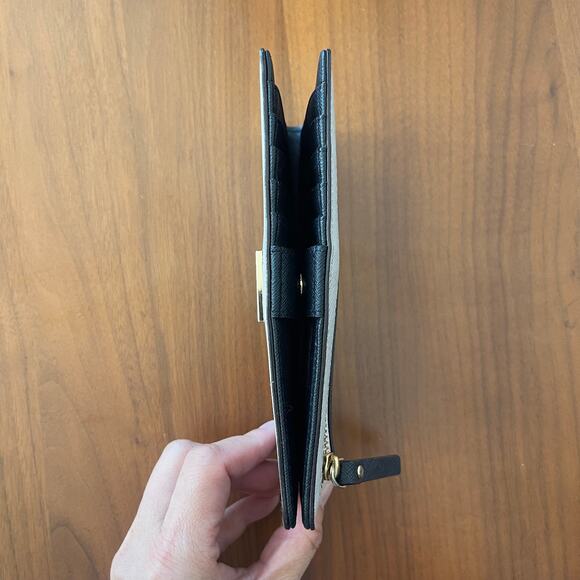 Kate Spade New York Laurel Way Neda Continental Snap Wallet Chalk Black Leather - Picture 7 of 8